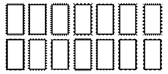 Stories frame vector set squiggle style black color isolated on white background. Cloudy wave curve edge frame.