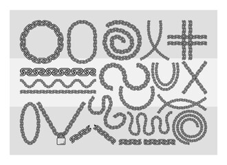 Chain SVG Silhouette, Chain Silhouette, Chain Line Svg, Chain Circle Svg, Chain Outline svg, Metal Chain Png, Straight Chain Links Svg Images Cut Files