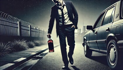 Night Stroll with Bottle