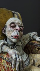 Creepy Realistic Sculpture of an Old Man in a Chair