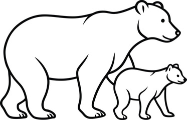 polar bear vector illustration with baby