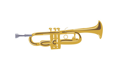 Obraz premium Vector gold trumpet icon cartoon of gold trumpet vector icon for web design isolated on white background. Musical instrument for jazz and festive.