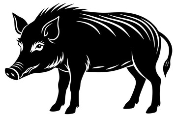 The whole body of the wild boar is the white background