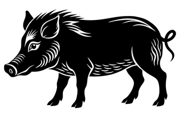 The whole body of the wild boar is the white background