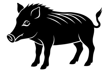 The whole body of the wild boar is the white background