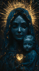 Beautiful Painting The Queen Mary Holding Bab