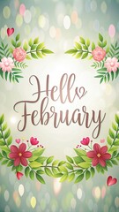 Obraz premium Happy Winter background. Hello February season. Cartoon illustration Template for Poster, Banner, Greeting, Card, Flyer, Cover, Sale, Promotion. Snowfall, Snowy weather. welcome winter design.