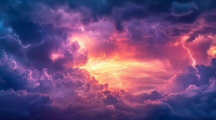 Obraz premium Powerful lightning strike over ocean water ideal for creating intense and stormy wallpaper designs