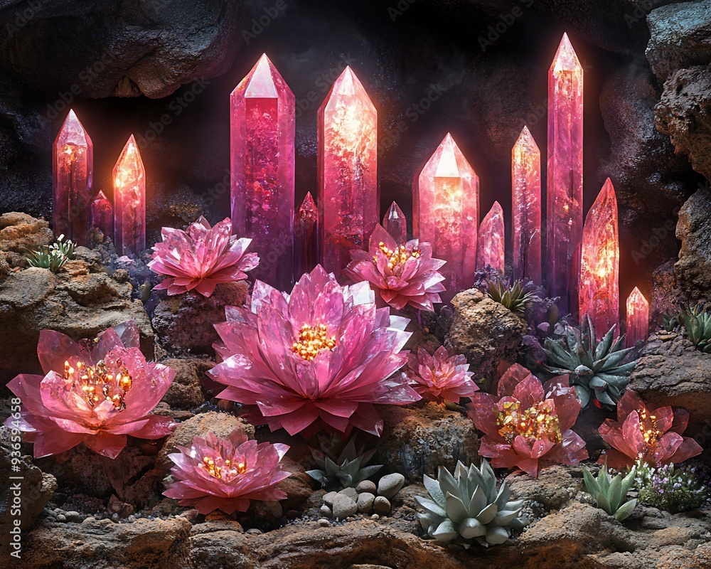 Poster crystal cave where each gem holds a unique source of inspiration waiting to be discovered