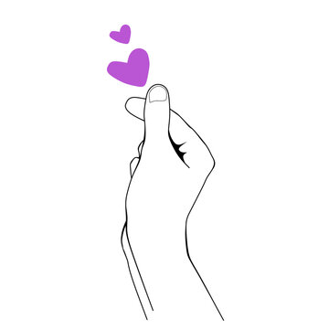 Ilustraci&oacute;n vectorial de la silueta de una mano formando un coraz&oacute;n con los dedos