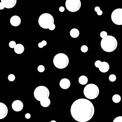 White soap bubbles on black background
