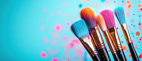 Fototapeta premium Vibrant Paintbrushes with Colorful Strokes