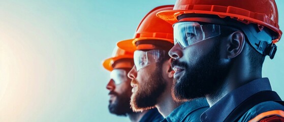 Double Exposure of Engineering Team in Safety Helmets