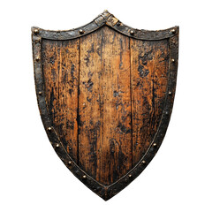 wooden shield with metal border