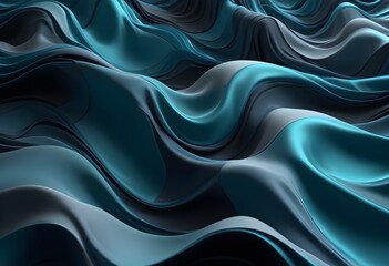 Obraz premium Flowing Blue and black abstract background with soft, wavy shapes and subtle sparkles