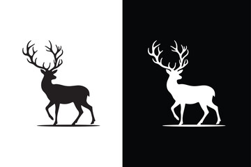 Deer icon silhouette vector illustration on white background.