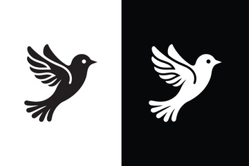 Birds black and white royalty vector icon set on white background.