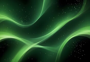 Obraz premium Flowing green and black abstract background with soft, wavy shapes and subtle sparkles