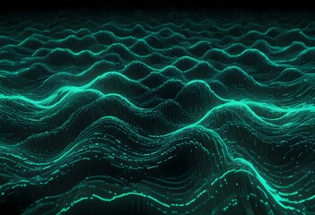 Flowing green and black abstract background with soft, wavy shapes and subtle sparkles