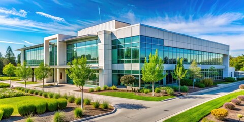 Modern biotech facility stands out amidst lush green surroundings in Fremont, California, serving as a hub for innovative stem cell research and development initiatives.