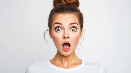 A young woman model with shocked facial expression