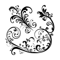 Vector illustration of decorative swirls, Ornate swirling floral motif vector. a set of vector elements isolated on a white background.