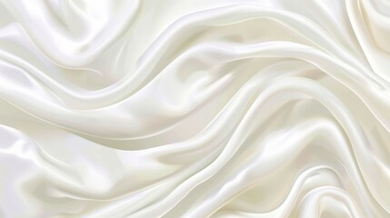 Elegant White Satin Silk With Soft Swirls, Abstract Background, Luxurious Texture, Fabric Close Up
