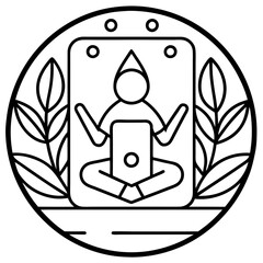 Linear icon about yoga silhouette vector minimalist