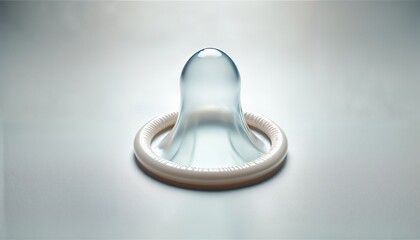 Close-up of an unrolled condom on a neutral background symbolizing safe sex and contraception