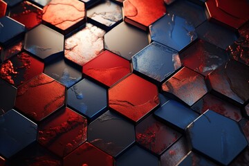 Abstract colorful mosaic background of red, blue, and black tiles