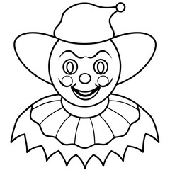 Halloween clown illustration, vector line art