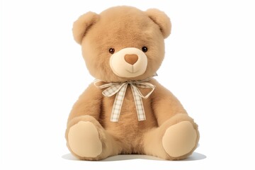 Cute lovely doll teddy bear alone on white background