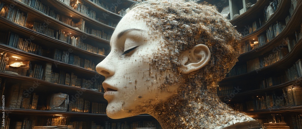 Poster digital interface where knowledge from all civilizations is stored accessible to anyone seeking enli