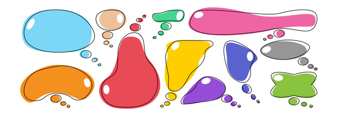 Quote frames blank template set. Isolated text box. Empty colored bubbles for text.