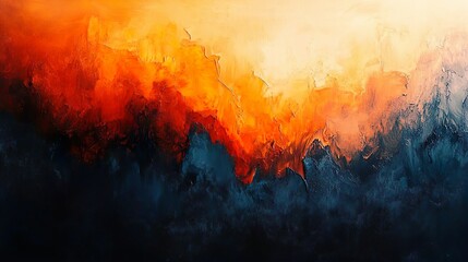 Intricately Textured Abstract Oil Painting with Vibrant Color Fields picture