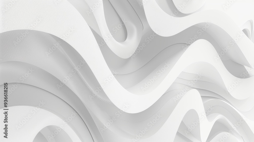 Poster abstract 3d white wave pattern, seamless loop animation of smooth shapes, minimal background