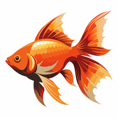 gold fish silhouette on white background, vector illustration flat 2