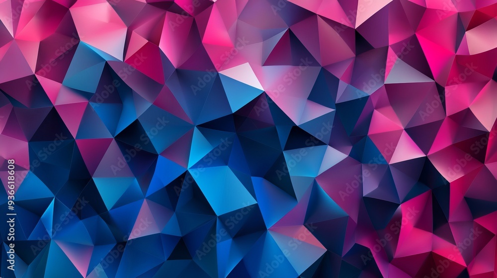 Poster dark pink and blue vector pattern featuring polygonal shapes. a web material illustration with color