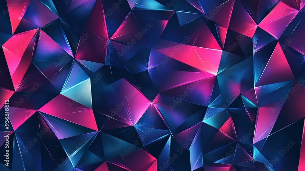 Poster dark pink and blue vector pattern featuring polygonal shapes. a web material illustration with color