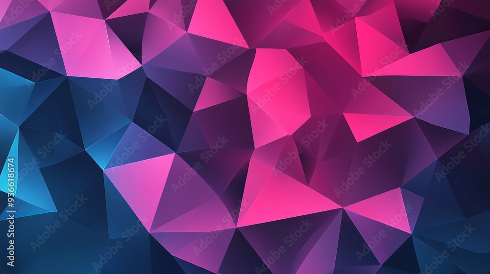 Poster dark pink and blue vector pattern featuring polygonal shapes. a web material illustration with color
