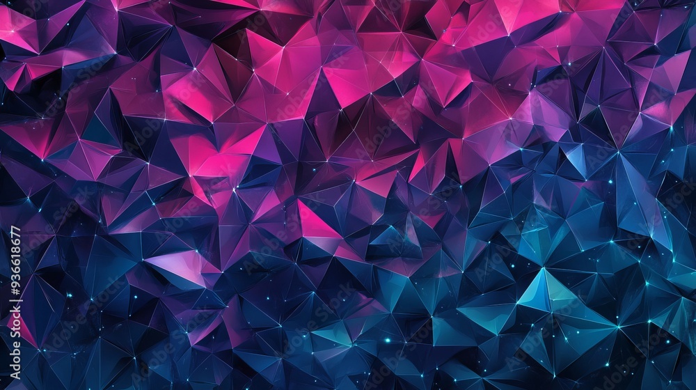 Poster dark pink and blue vector pattern featuring polygonal shapes. a web material illustration with color