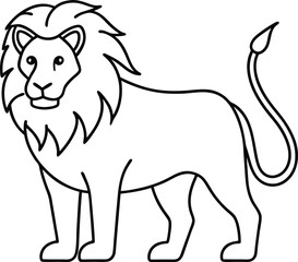 lion cartoon isolated on white line art for kid's coloring book
