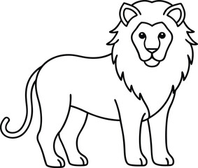 illustration of cartoon lion line art