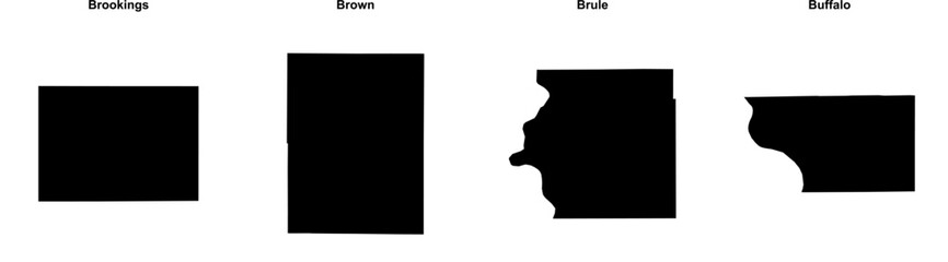 Brookings, Brown, Brule, Buffalo outline maps