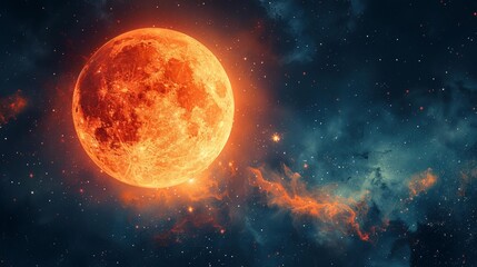 Fototapeta premium Glowing Red Planet in Space Generative AI