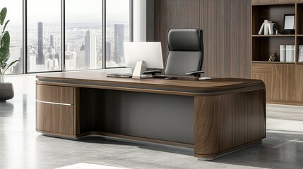 Modern desk featuring cutting-edge technology in a professional setting