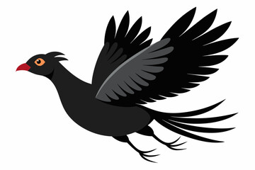 Flying Solid black Guinea Fowl animal vector