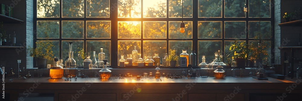 Poster laboratory where concepts are distilled into their purest forms representing the finetuning of innov