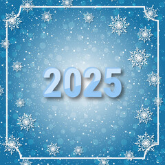 Merry Christmas and Happy New Year 2025 elegant vector background with stars and snowflakes