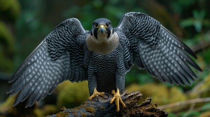 Peregrine Falcon with Spread Wings